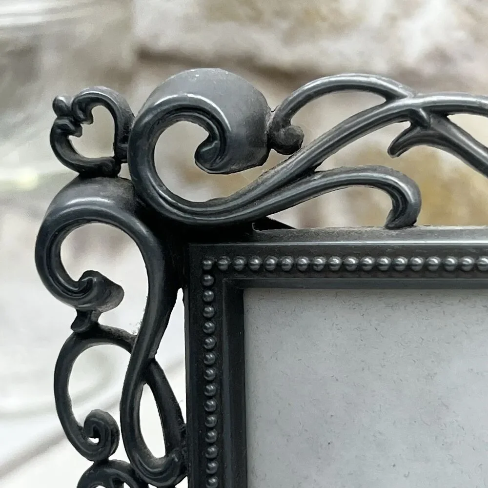 Vintage Mini Picture Frames Lot of 3 Ornate Metal Shabby Chic Decor 3.5x5